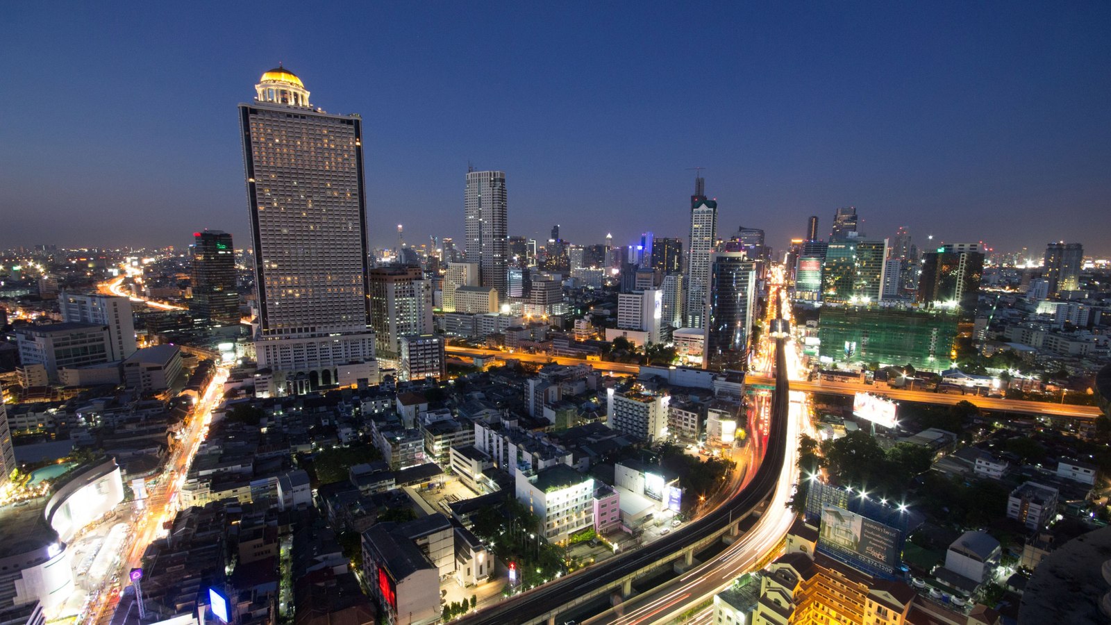 Bangkok skyline at dusk, representing Thailand's growing digital economy